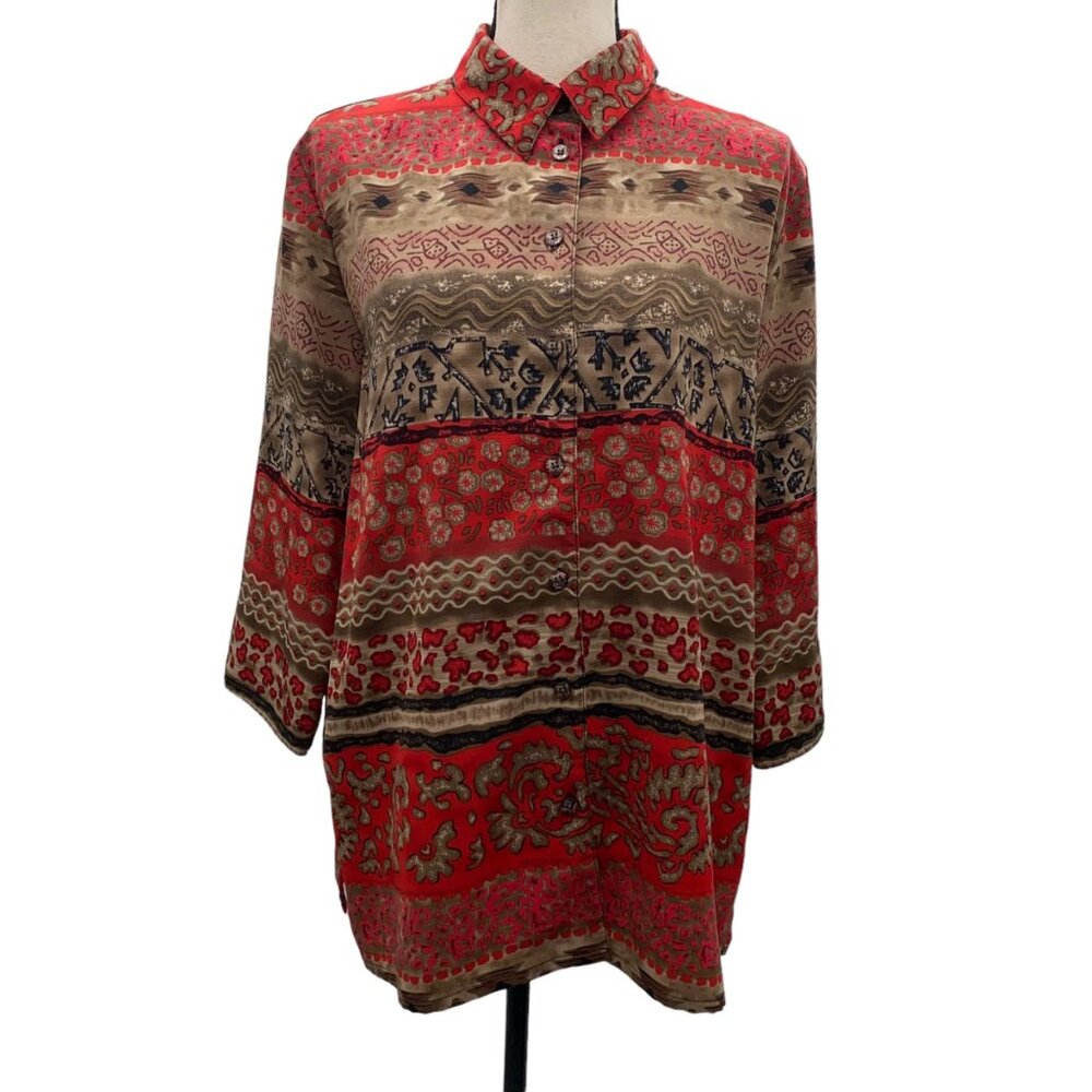 Vintage Allison Daley 16W floral multidesign blouse